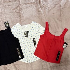 Kids shirts - Black, White Floral, Red Bundle